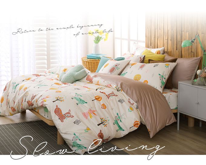 鴻宇 HongYew - 雙人特大床包兩用被套組 美國棉授權品牌 300織-森林派對