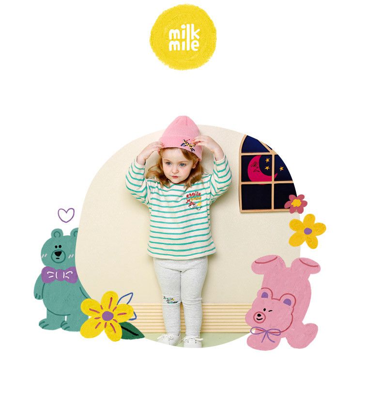 韓國 milk mile - 好朋友條紋套裝-綠