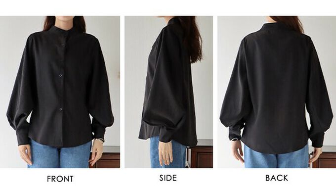 日本 BLUE EAST - 知性小立領澎澎氣球袖襯衫-奶茶