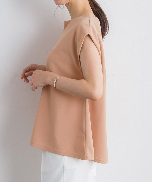 日本 Pierrot - 接觸涼感 小V領雪紡無袖上衣-橘