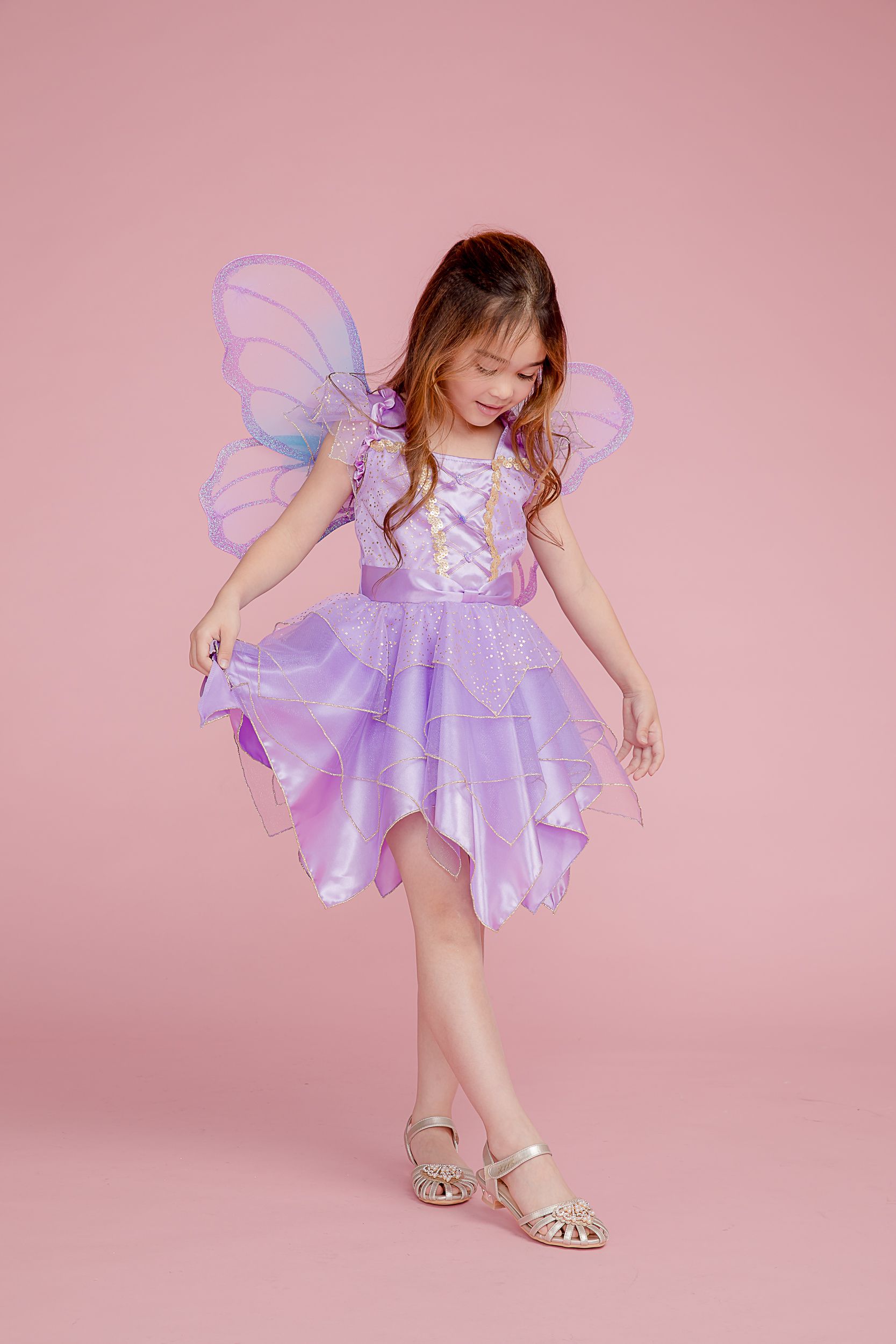 Love, Charlotte - 紫蝴蝶仙子裝-短裙背心洋裝及翅膀-內含洋裝+背式翅膀