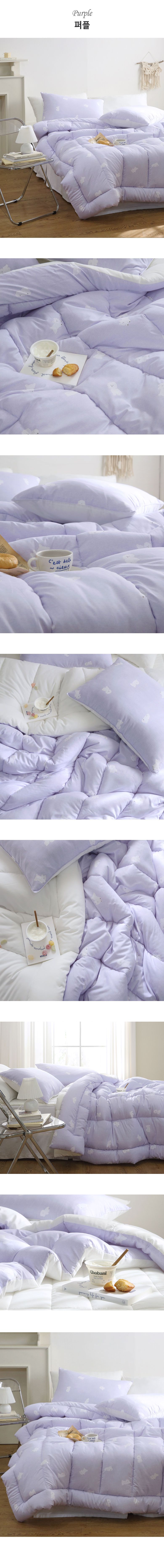 韓國 FLORA - 超細纖維桃皮感蓬鬆四季被-卷毛狗狗-紫