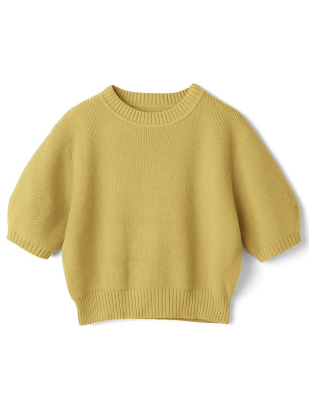 日本 GRL - 百搭短版五分袖針織上衣-灰粉