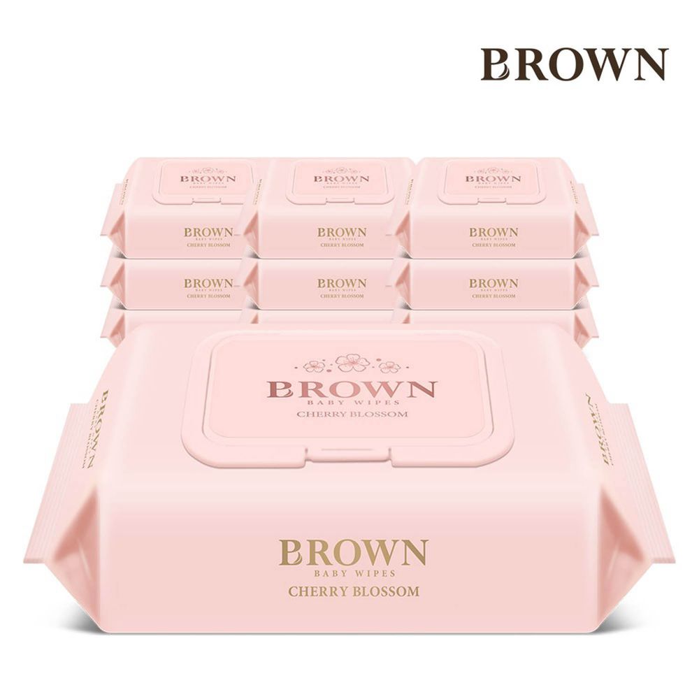 韓國BROWN - NATURE CHERRY BLOSSOM濕紙巾-櫻花72抽(含蓋)*10包