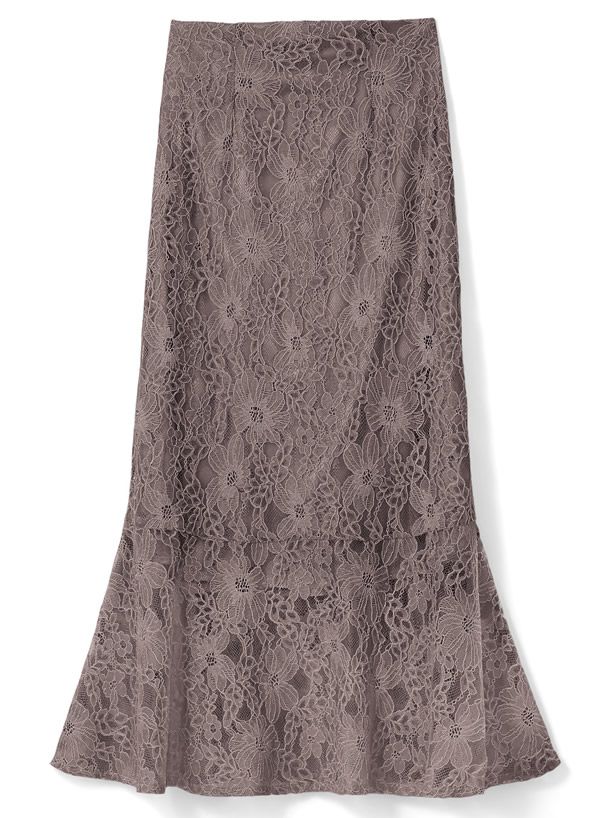 日本 GRL - 古典優雅蕾絲魚尾長裙-星塵粉