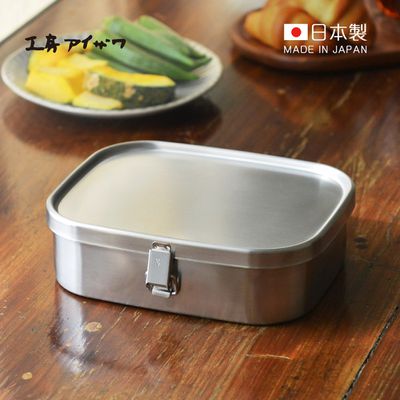 日本相澤工房 AIZAWA - 日本製18-8不鏽鋼方形密封便當盒(附分隔片)-1000ml