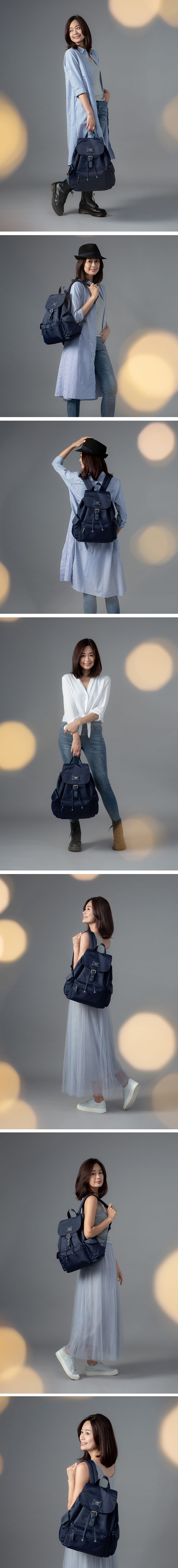 Zoila - 風格束口後背包-午夜藍(大)-輕量美型媽媽包