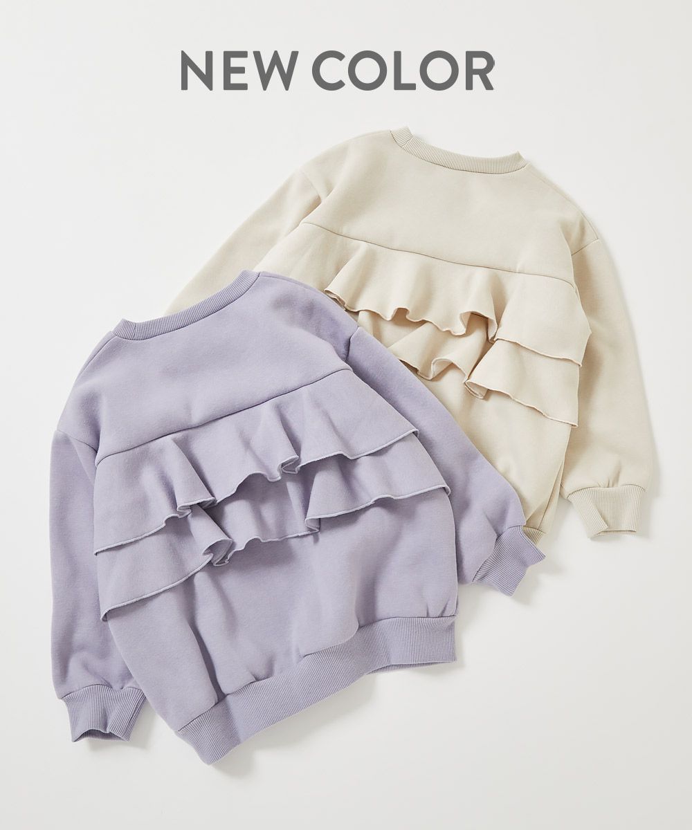 日本 devirock - 內刷毛背後荷葉皺褶長袖上衣-藍綠