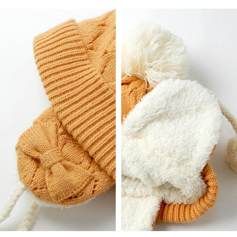 日本 ZOOLAND - 護耳羊羔絨保暖毛帽-條紋小狗-薄荷 (頭圍50-54cm)