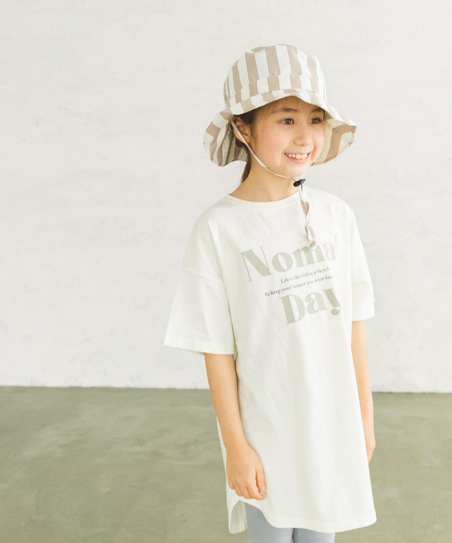 日本 PAIRMANON - 100%柔棉 印花前短後長短袖洋裝-NIPPY-摩卡