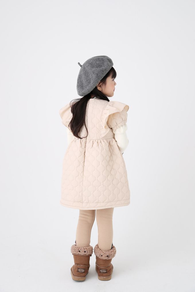 韓國 Coco Bang - 絎縫背心公主袖洋裝-粉