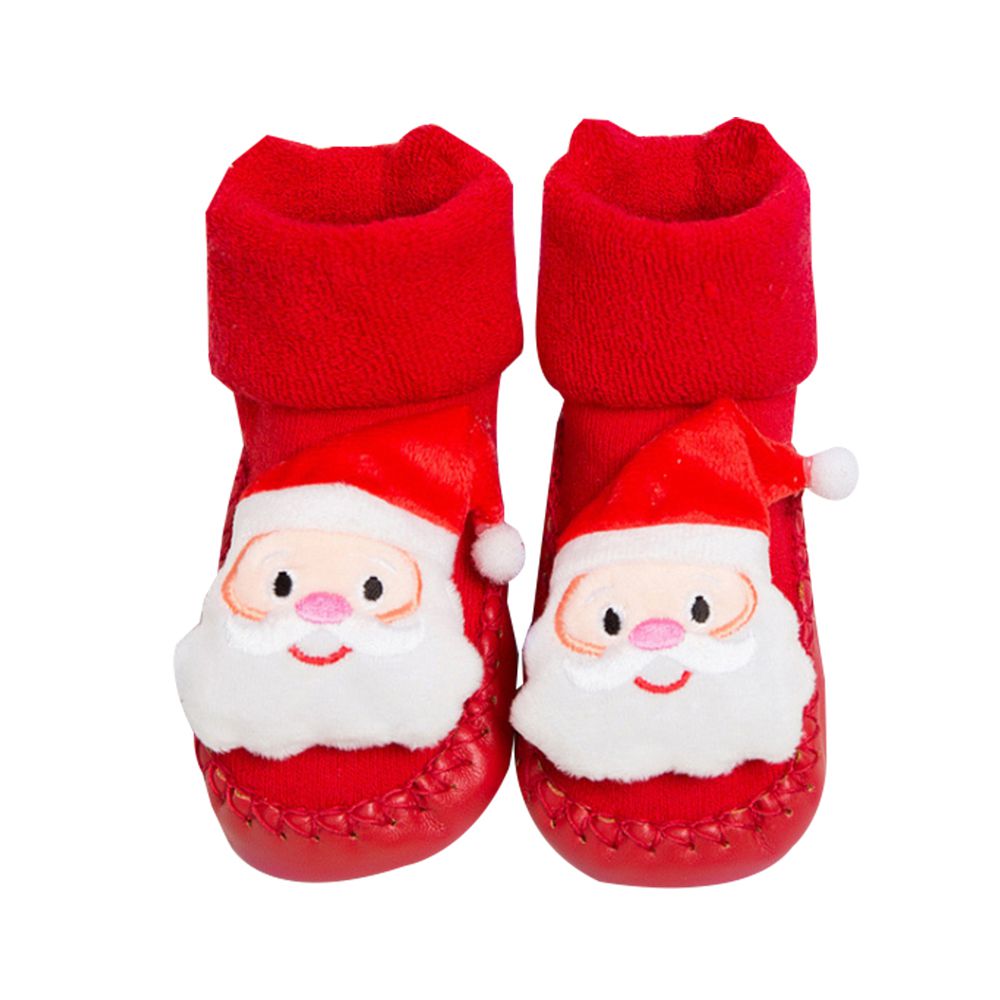 JoyNa - 2雙入-聖誕老人學步鞋 聖誕樹/麋鹿造型室內鞋-耶誕老人+隨機一雙