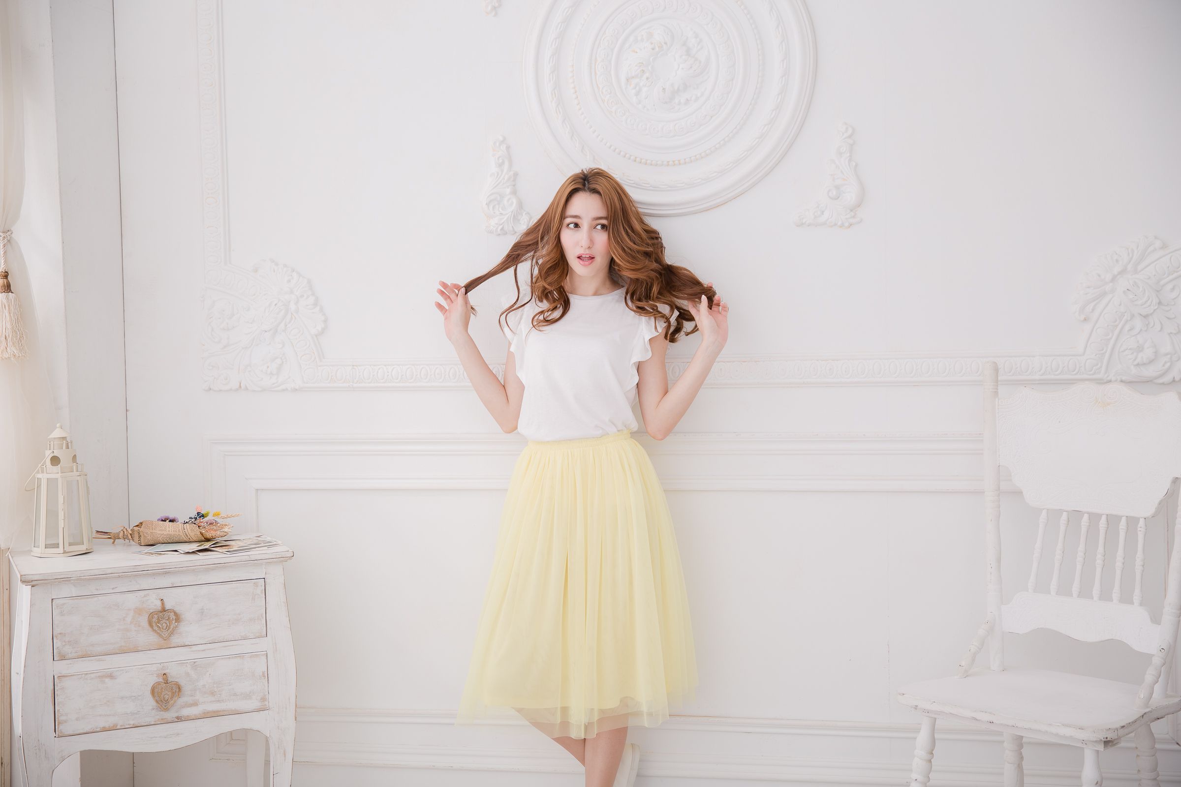 Peachy - 獨家訂製綿柔半身紗裙-半身中長版-嫩鵝黃 (F)