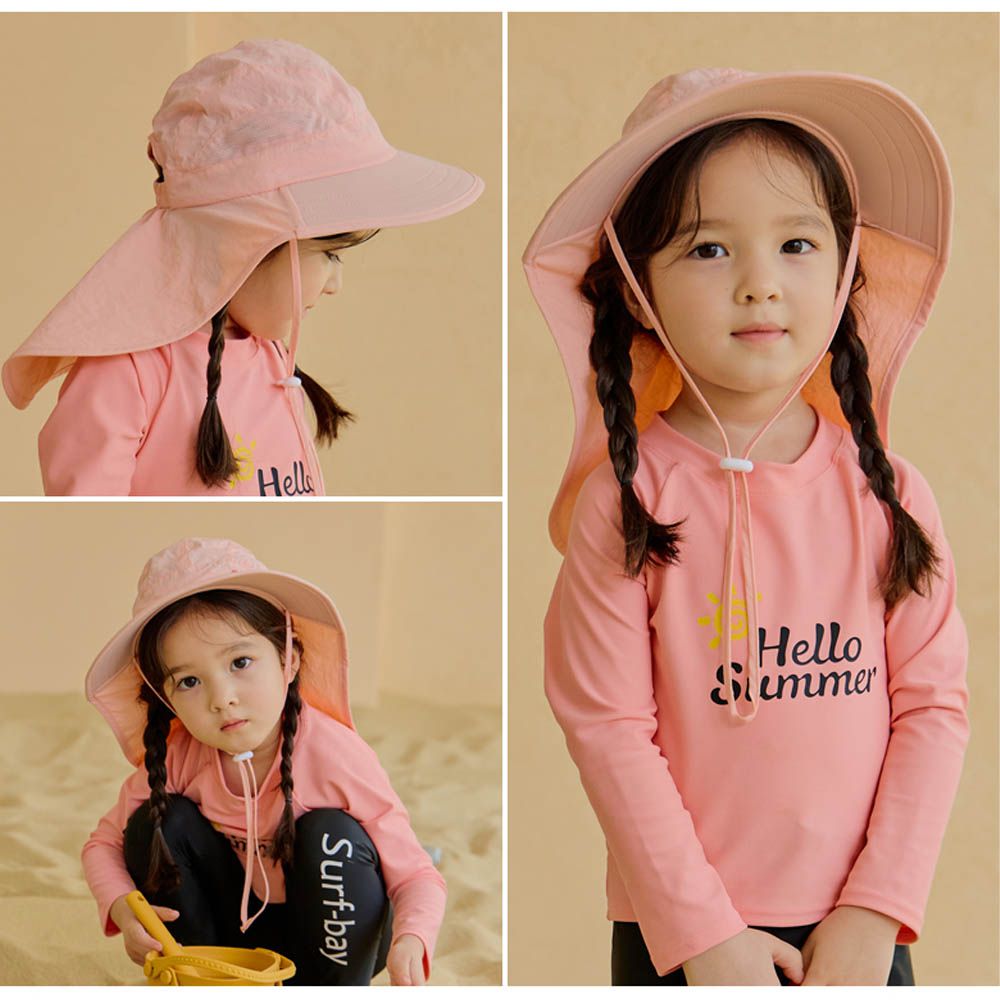 UPF 50+抗UV水陸兩用防曬遮脖帽/戲水帽-粉