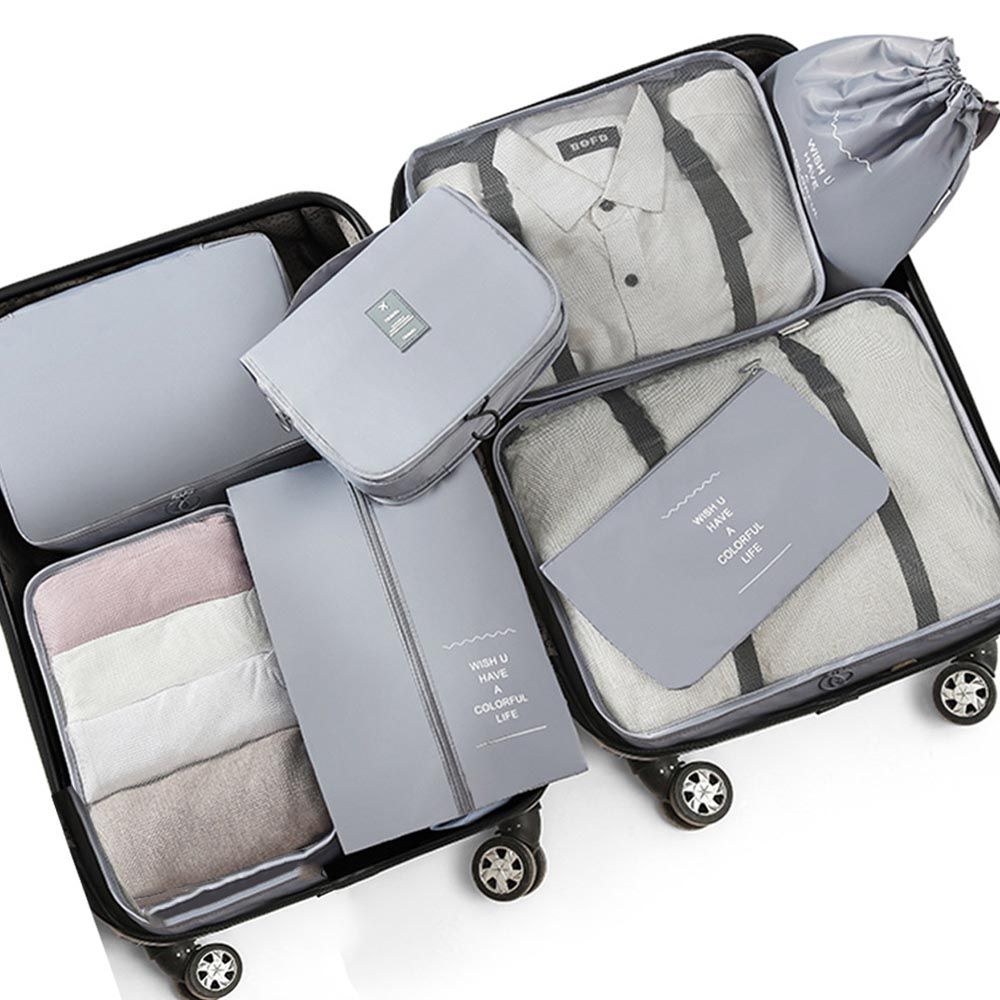 大容量行李分類整理袋-8入組-灰色