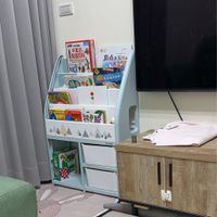 Yeya 也雅 - 萌想樂園兒童玩具繪本分類收納櫃(1大格+2小格+2儲物凳)-DIY-2色可選-月光森林