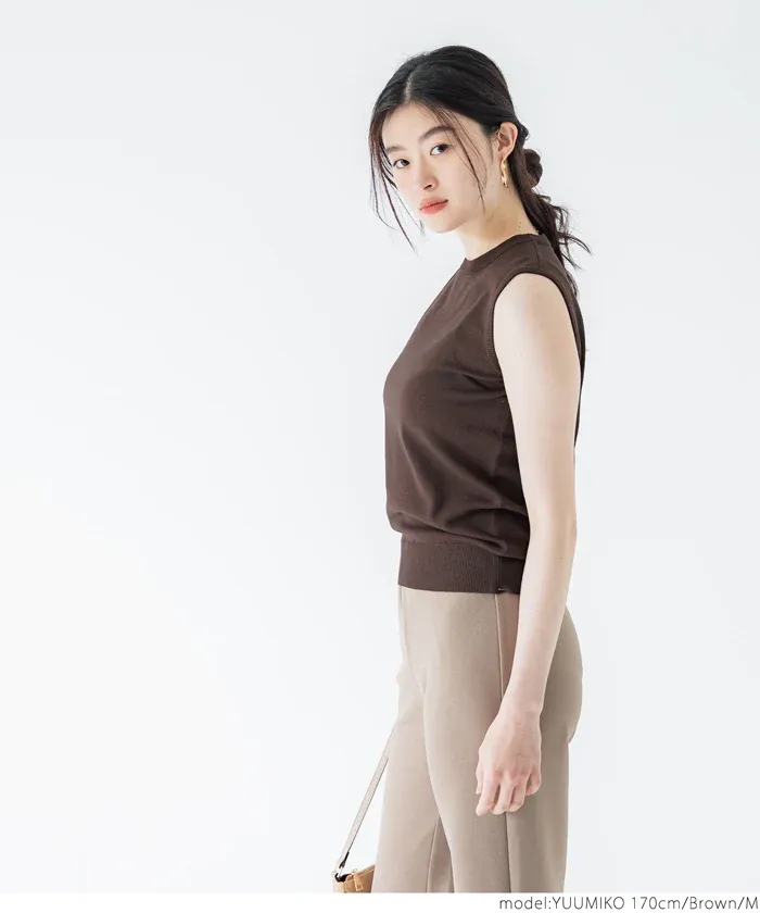 日本 COCA - 嫘縈混涼爽彈性無袖上衣-淺藍