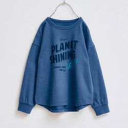 日本千趣會 - 7days 天竺棉印花長袖上衣-閃亮星球-復古藍