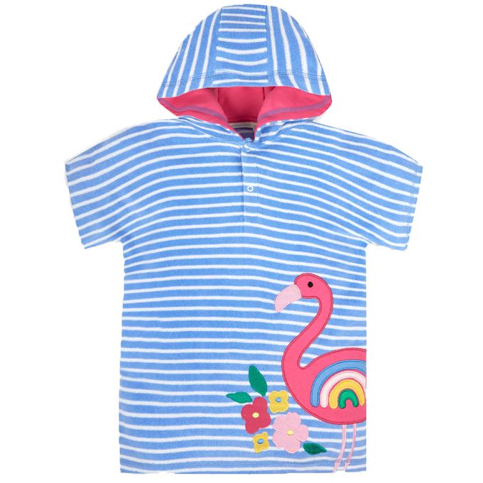 英國 JoJo Maman BeBe - 嬰幼兒/兒童游泳浴巾＆浴袍-火烈鳥