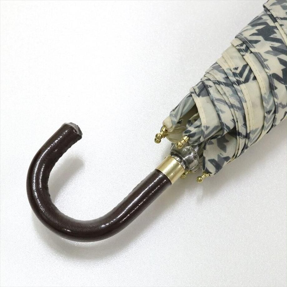 日本 nifty colors - 抗UV輕量 晴雨兩用J型手把折疊傘-格紋拼接-淺藍 (直徑90cm/171g)