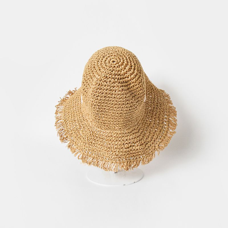 韓國 Babyblee - 鬚邊蕾絲大草帽-玫瑰粉 (頭圍：51-53cm)