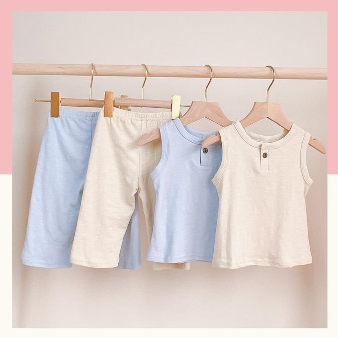 YOUrs - 棉甜背心短褲套裝-淡奶茶