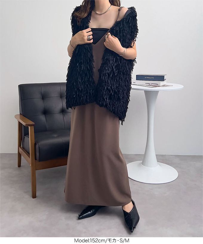 日本 Kobe Lettuce - [店員推薦] 百搭V領日系吊帶裙-(可選綁帶)-深灰