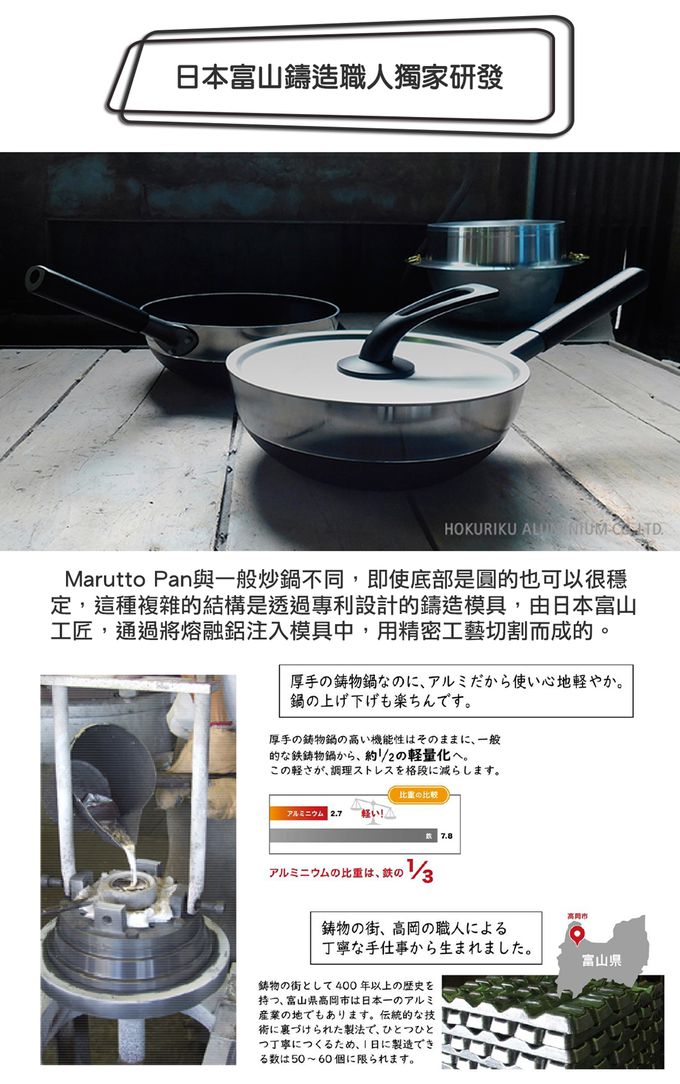 日本北陸 hokua - Marutto Pan 圓圓鍋GAS款24cm含金屬立式鍋蓋