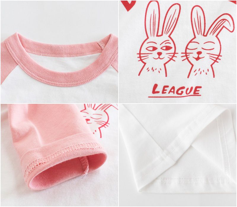 純棉長袖上衣-兔兔好朋友-粉色