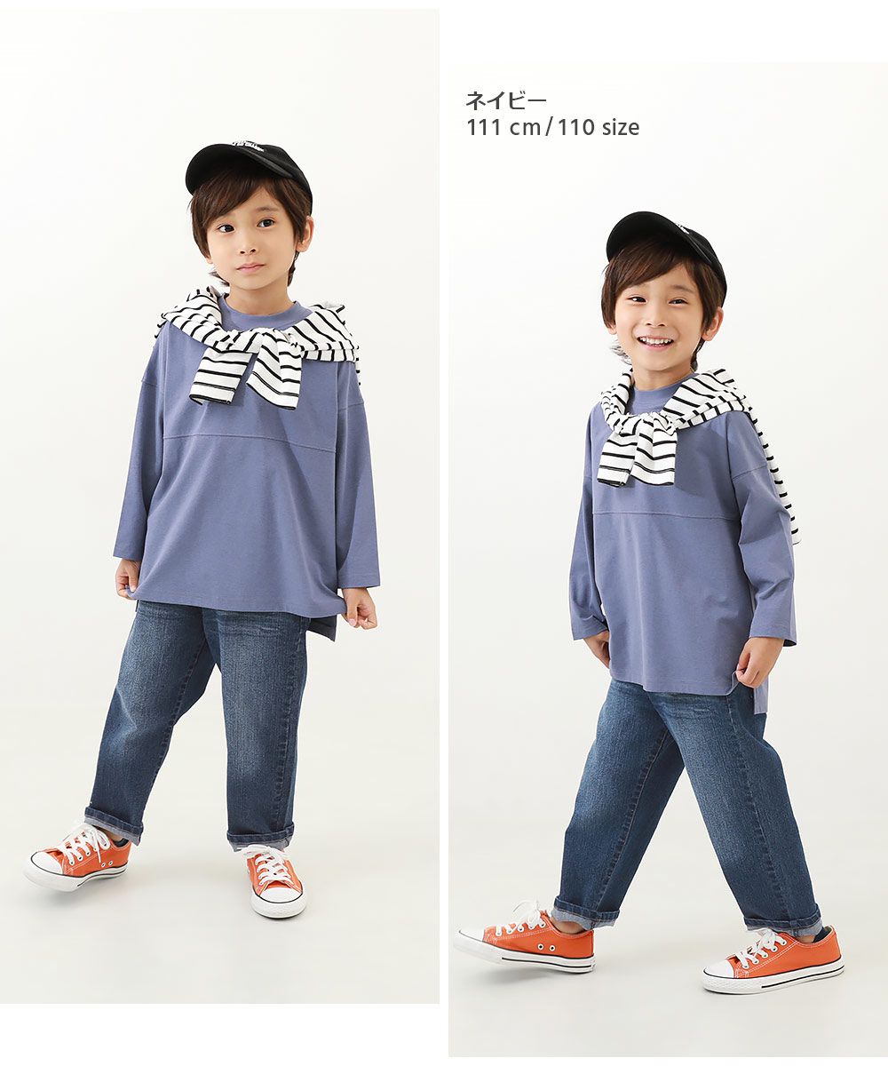 日本 devirock - RAKU DENIM 舒適丹寧褲-寬鬆直筒-海軍藍