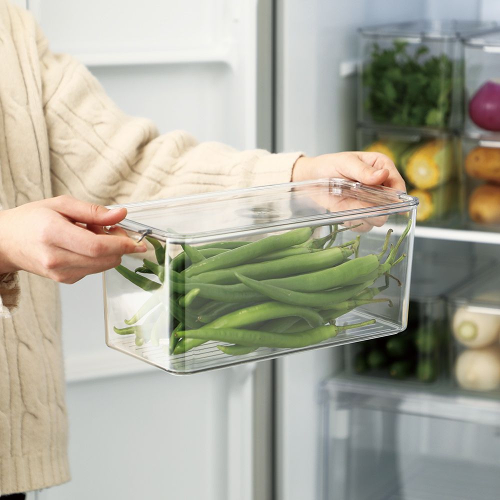 日本霜山 - 冰箱蔬果生鮮收納盒(附蓋)-3入