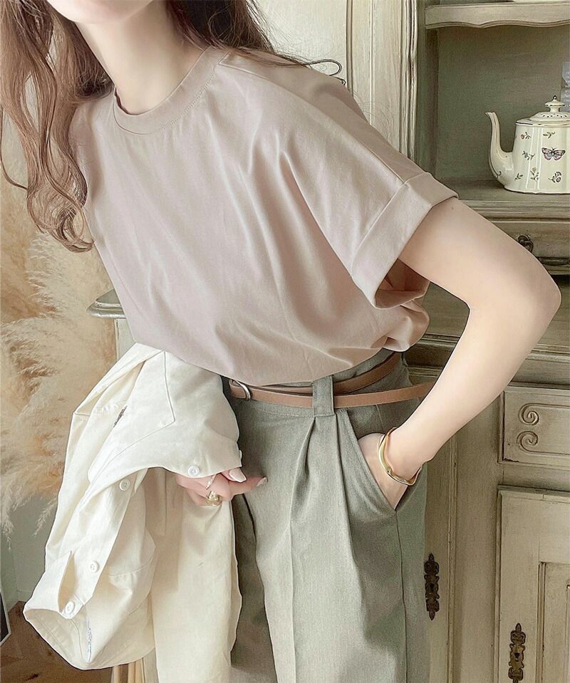 日本 Classical Elf - 優雅質感圓領法式袖上衣-淺綠