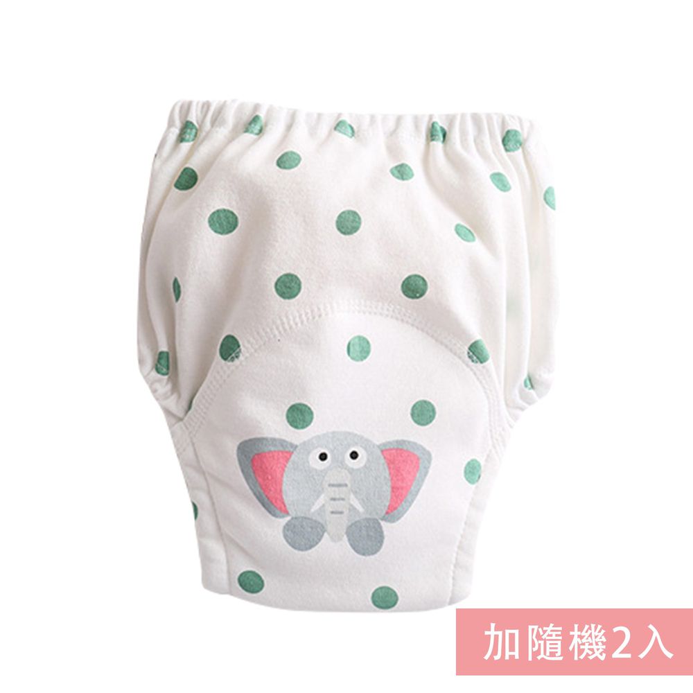 JoyNa - 純棉舒適四層紗3層學習褲-3件入-綠點大象+隨機2入
