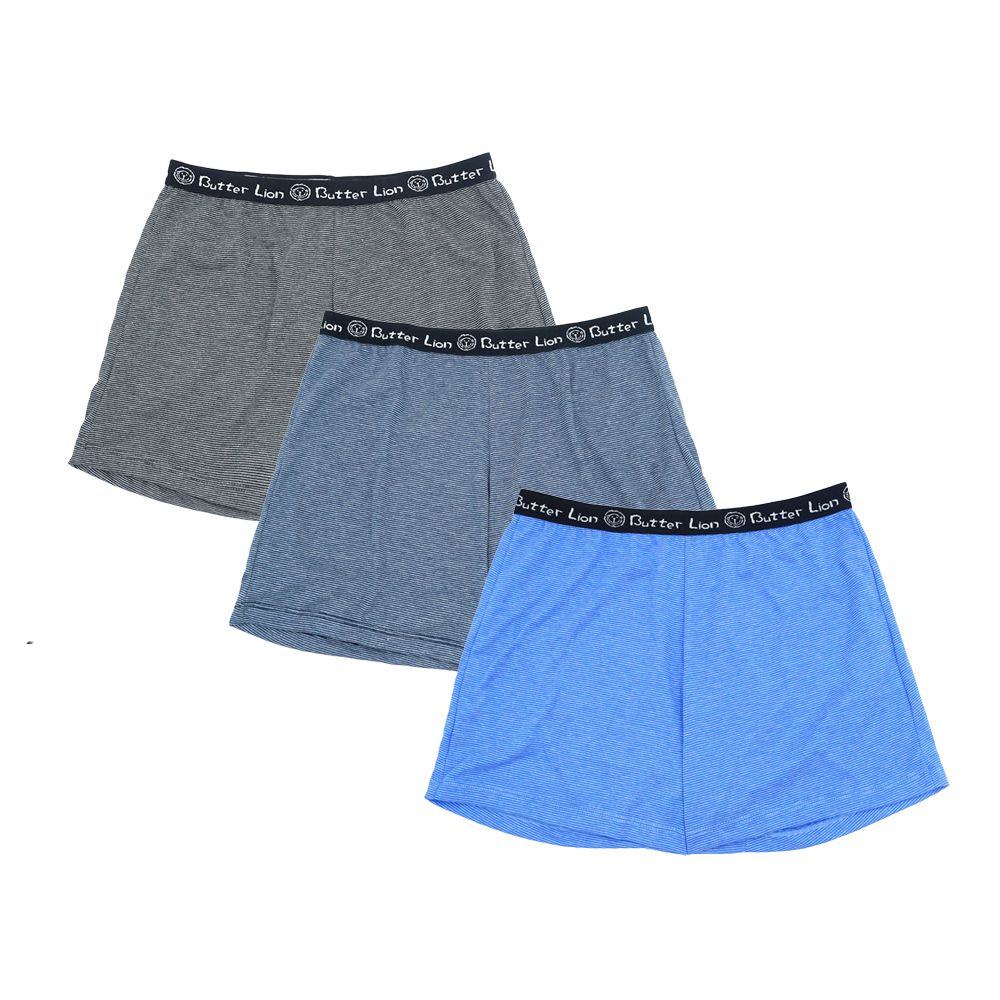 GIAT - 奶油獅男童條紋四角褲3件組-黑色+深藍+天藍