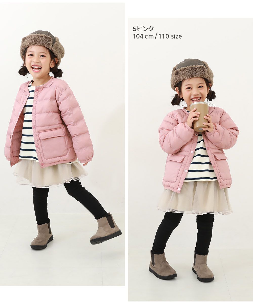 日本 devirock - 圓領大口袋輕量羽絨外套-炭灰