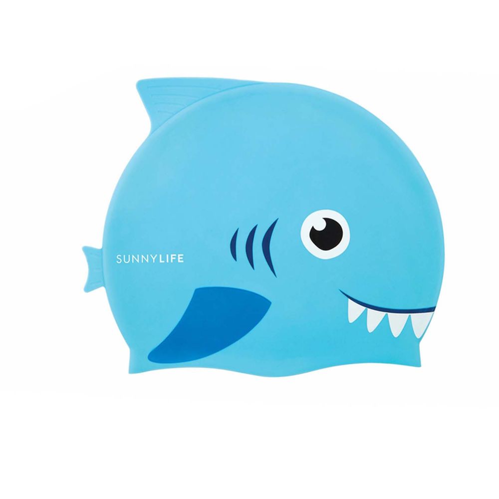 澳洲 Sunnylife - 兒童矽膠泳帽-鯊魚 (3-9歲)-22 x 0.5 x 18 公分