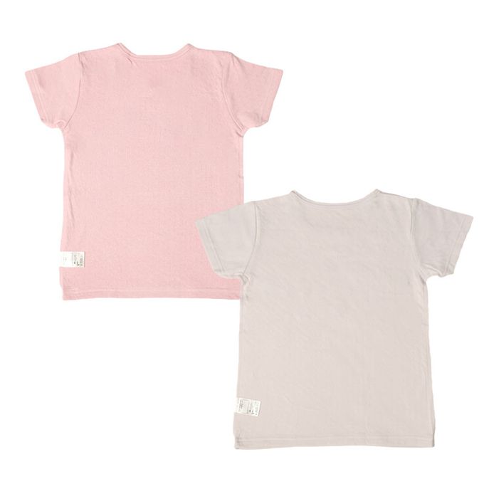 akachan honpo - 短袖圓領上衣2件組蓬鬆棉-公主-粉紅色