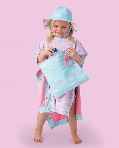 加拿大 flapjackkids - 雙面小童遮陽帽/防曬帽-獨角鯨/海星