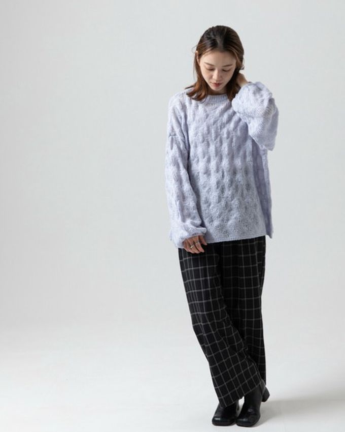 日本 gleam - 柔軟微透蓬鬆馬海毛針織上衣-軍綠