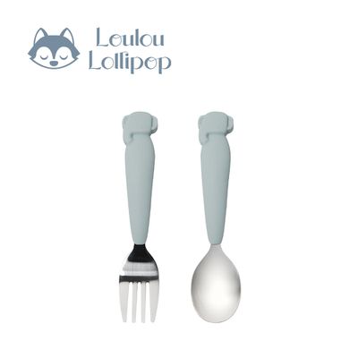 Loulou Lollipop - 動物造型 兒童304不鏽鋼叉匙組-快樂小象