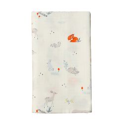 JOYNA - 多功能棉紗蓋被 薄款嬰兒被 純棉透氣包巾 嬰兒床床單-森林小鹿 (125*125cm)