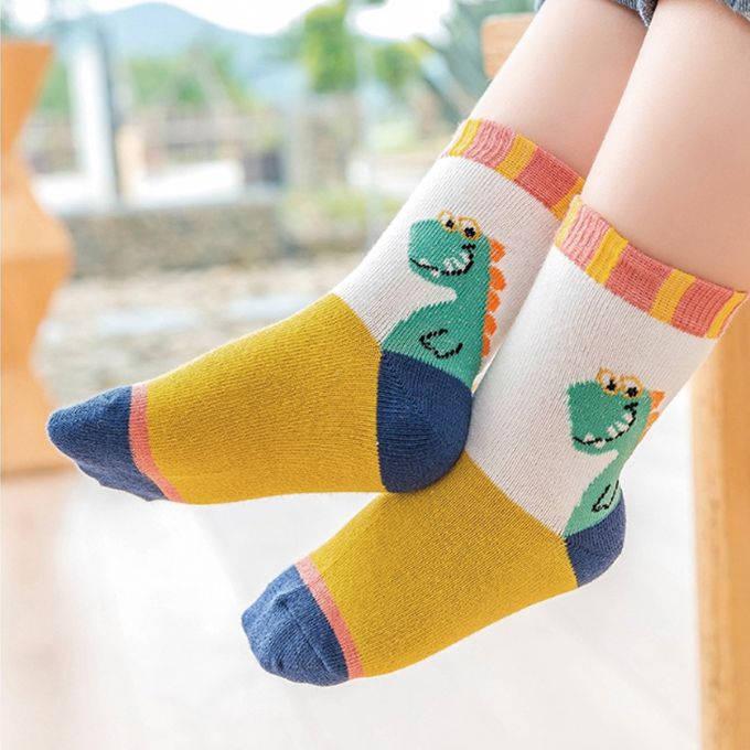 腳ㄚ子 - 兒童棉質中筒襪-俏皮萌龍