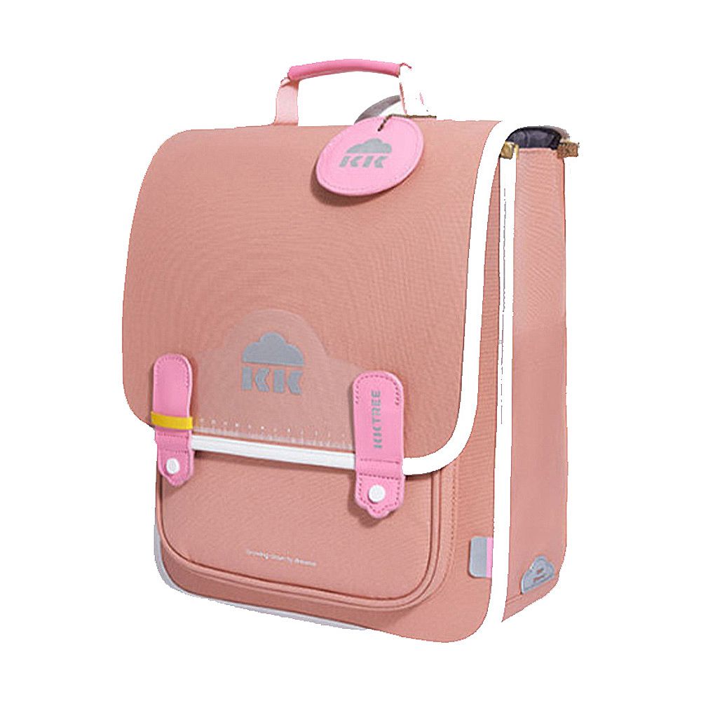 簡約掀蓋護脊書包-粉色 (小碼)