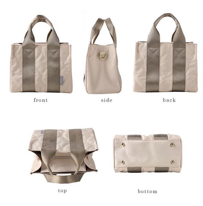 日本 LIZDAYS - 防潑水2way絎縫小巧托特包-(可裝A5)-煙燻綠x黑