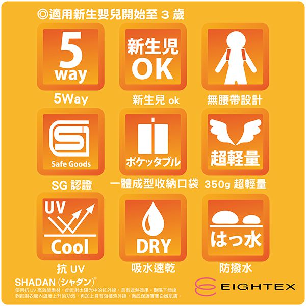 日本 Eightex - 桑克瑪為好Cube五合一多功能背巾-灰