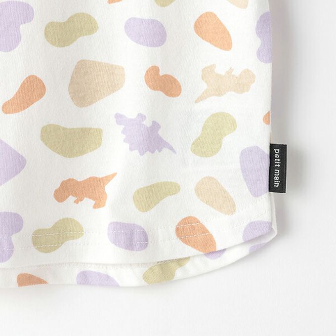 日本 petit main - [低價]接觸冷感 滿版印花短袖上衣-英文-灰