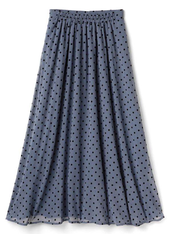 日本 GRL - 復古圓點點雪紡長裙-藍