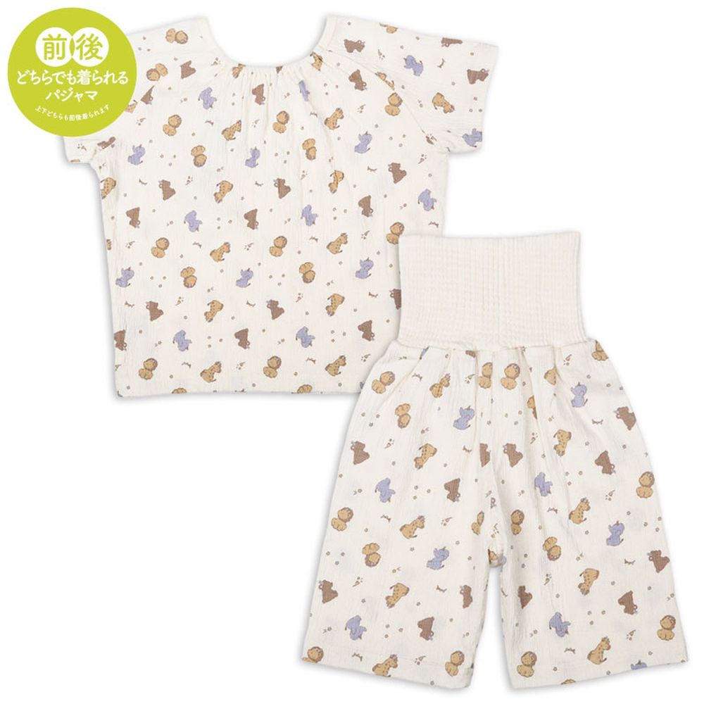 短袖家居服 穿衣練習-套頭式 動物-米白色