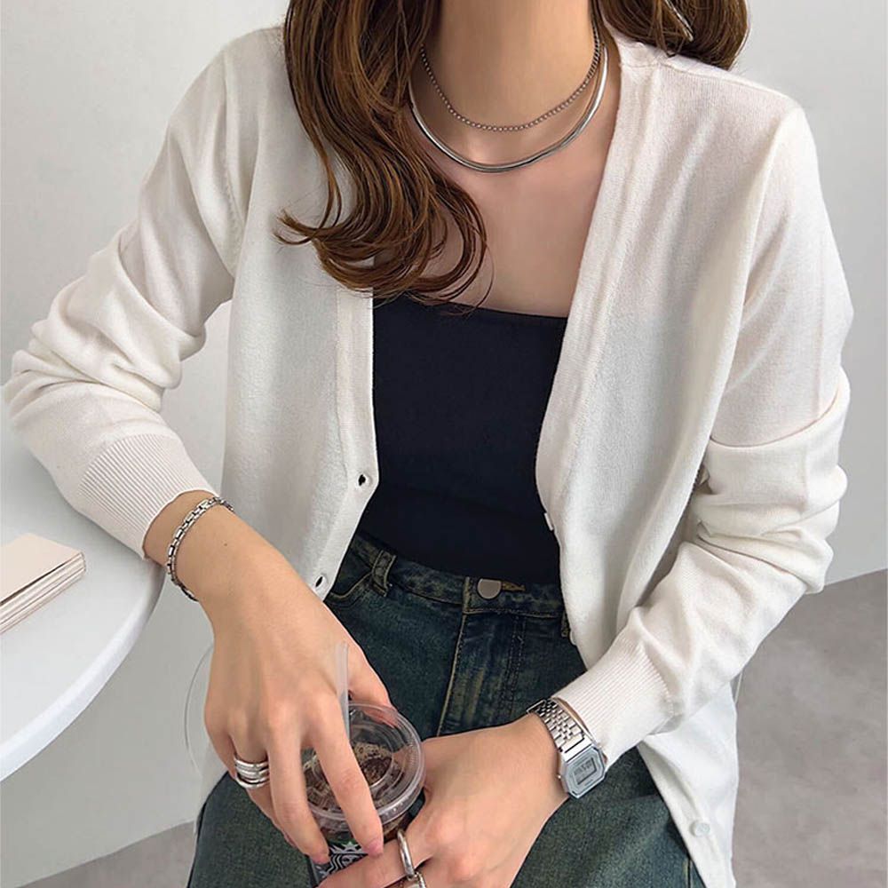 可機洗定番四季薄外套(領可選)-白