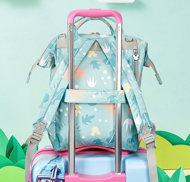 卡通人物防水後背包/媽媽包-米奇小logo-淺綠色 (40x22x18cm)